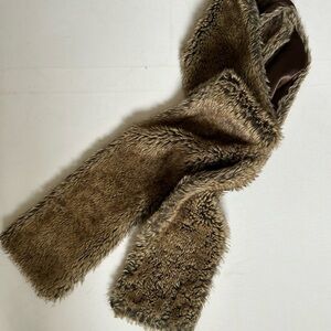 Mango faux fur plush scarf in soft brown